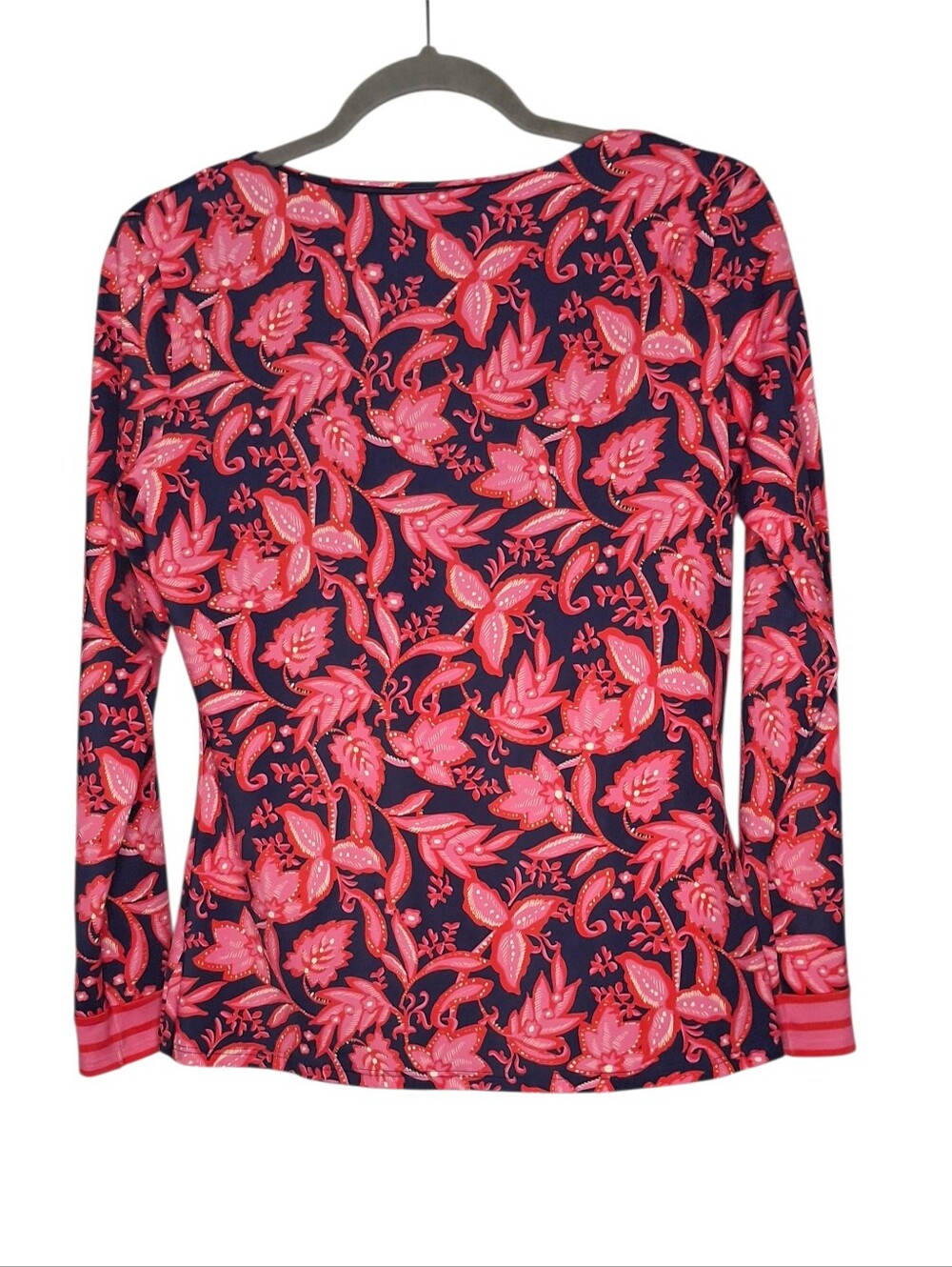Boden Womens Long Sleeve Rash Guard Swim Top Navy Pink Paisley Support Lining 10